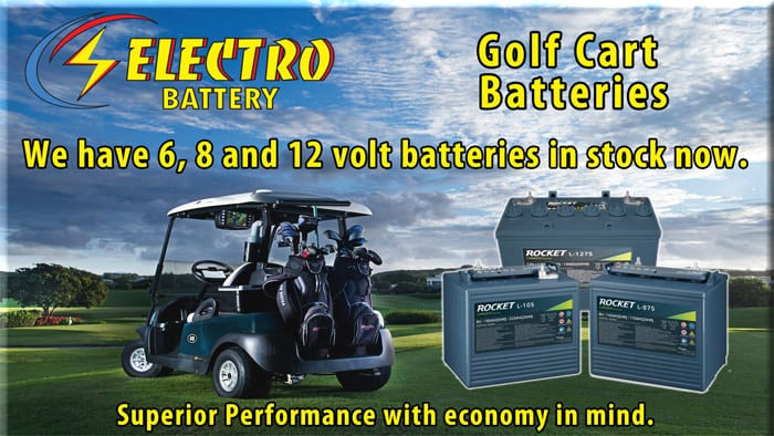 The Rocket Golf Cart Battery at Electro Battery in St Petersburg, Florida